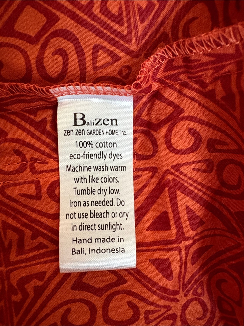 Balizen Terracotta Patterned Robe with Belt, pockets - Picture 7 of 8